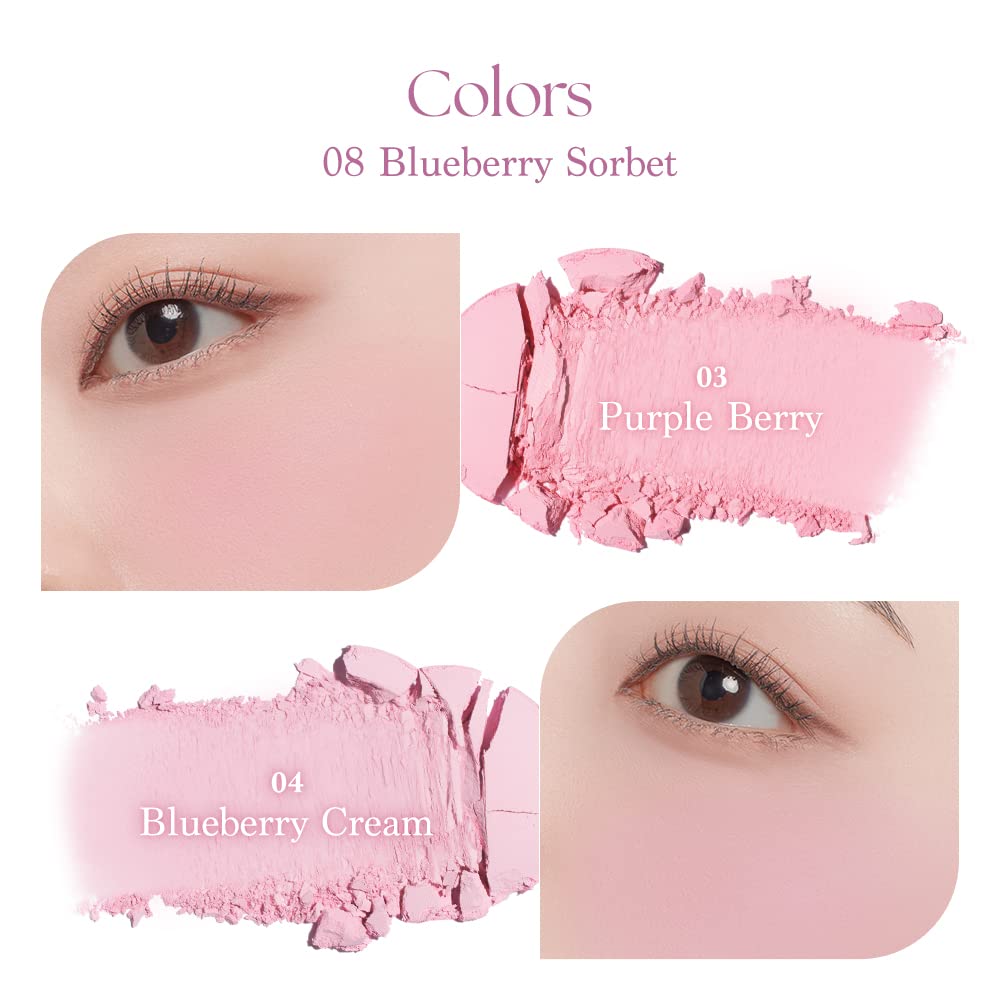 Dasique Blending Mood Cheek #08 Blueberry Sorbet application demo showing seamless blend
