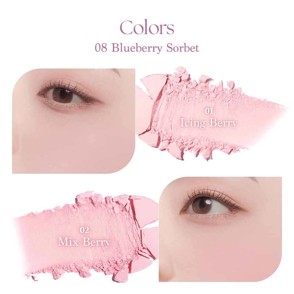 Dasique Blending Mood Cheek #08 Blueberry Sorbet packaging highlighting vegan certification