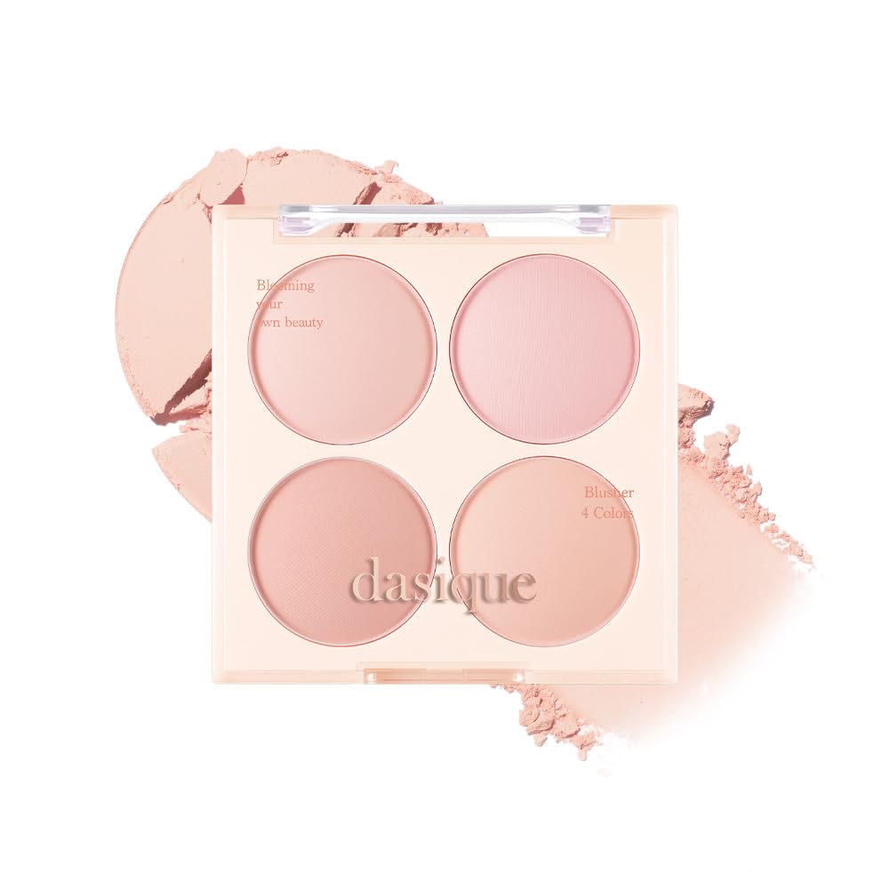 Dasique Blending Mood Cheek 09 Almond Vanilla packshot with four blendable blush shades