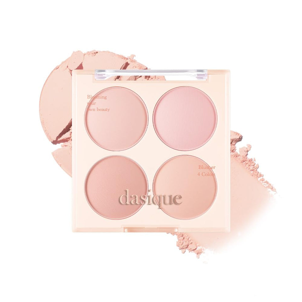 Dasique Blending Mood Cheek 09 Almond Vanilla packshot with four blendable blush shades