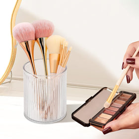 DASITON acrylic makeup brush organizer in transparent finish for quick visibility.