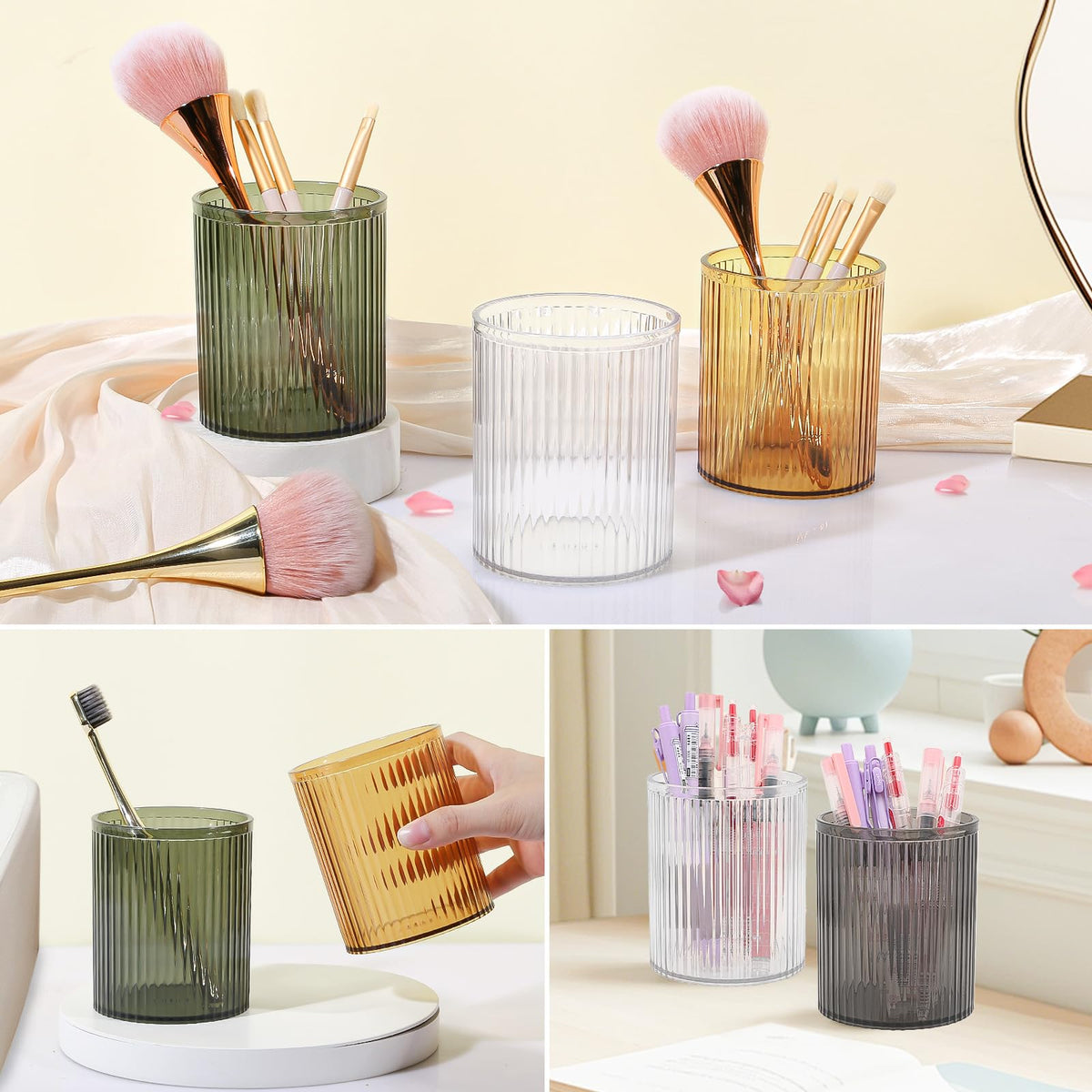DASITON compact storage for makeup tools, lipsticks, and pencils on countertops.
