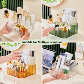 DASITON clear XL vanity organizer with built-in mirror for quick product access.