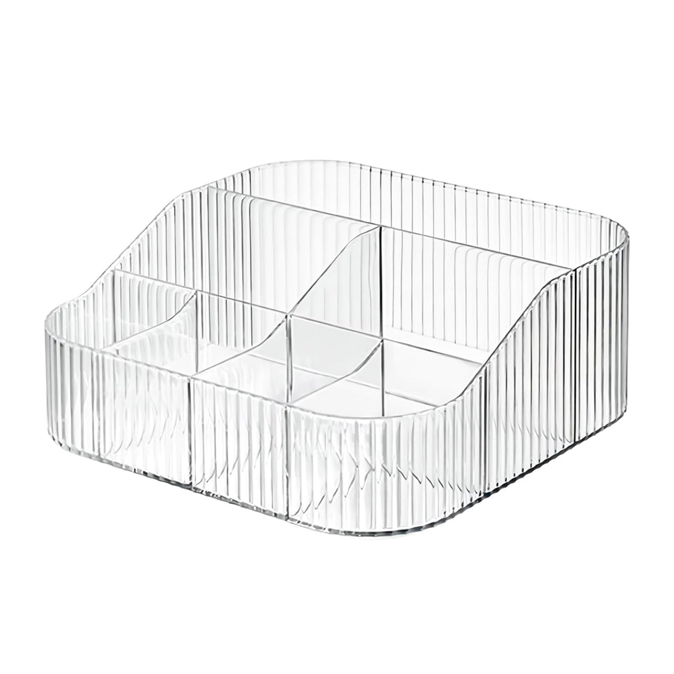 DASITON large-capacity makeup brush holder with eight slots keeps brushes organized and accessible.