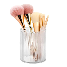 DASITON clear makeup brush holder with vintage stripes for easy brush access.