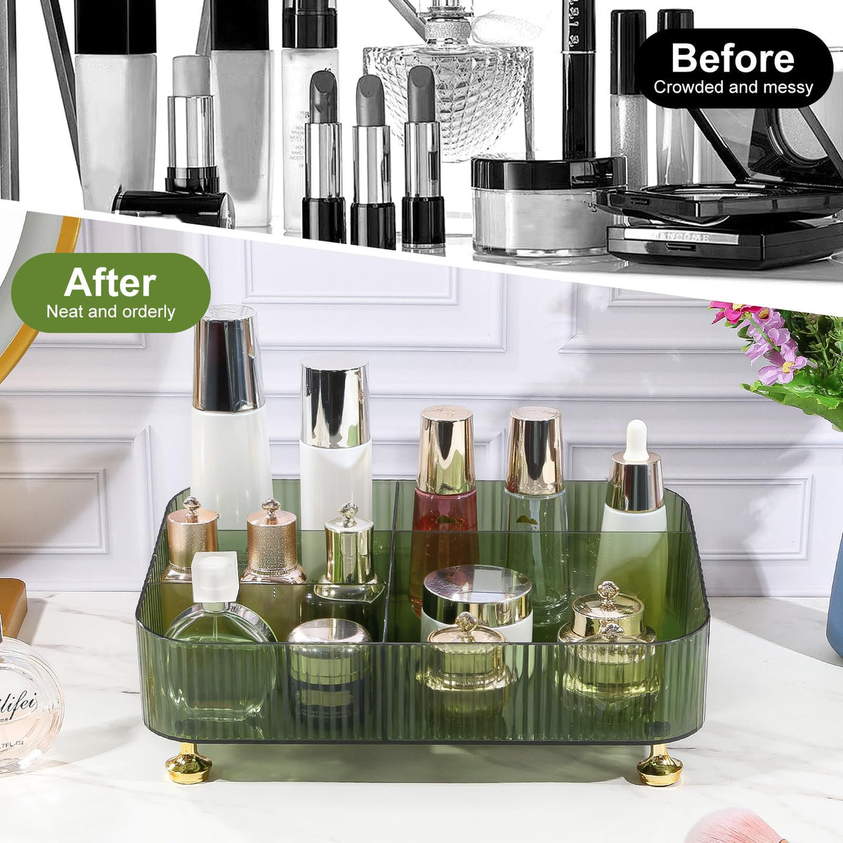 DASITON makeup brush holder keeps brushes upright and tidy.
