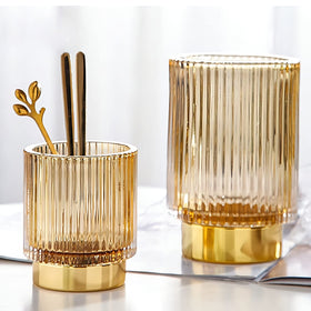 DASITON striped vase with gold rim adds vintage elegance and stable display