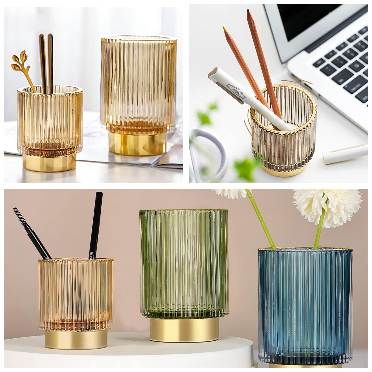 DASITON vanity organizer helps keep pens and cosmetics within easy reach