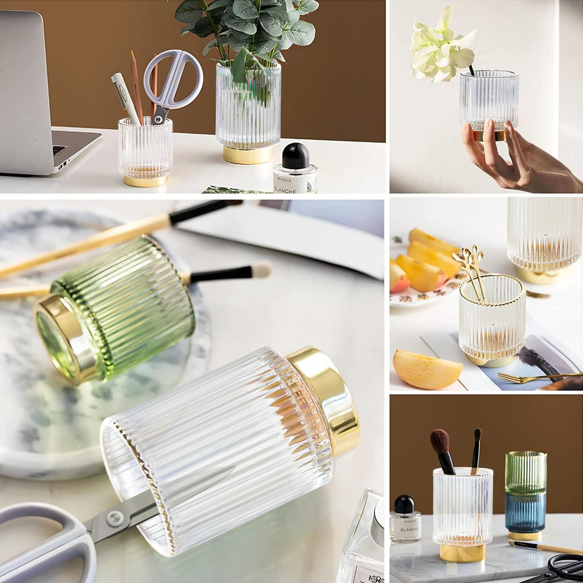 DASITON vintage cosmetic stand with gold edge adds luxury.