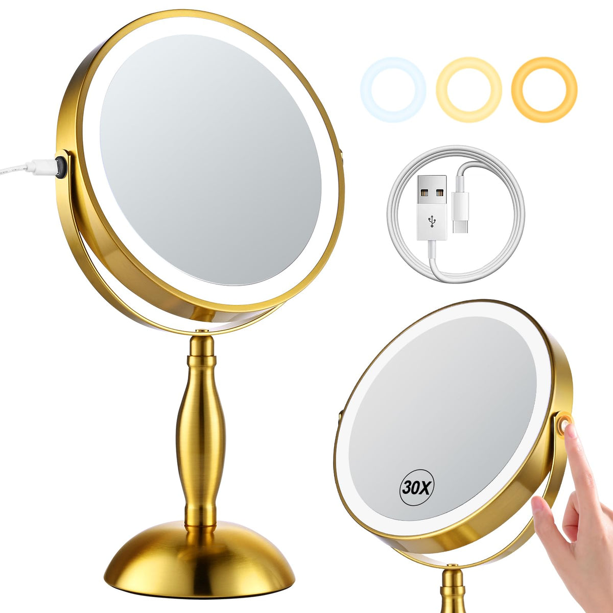 DASLAVA mirror with 30X magnification for precise eyeliner and brow work.