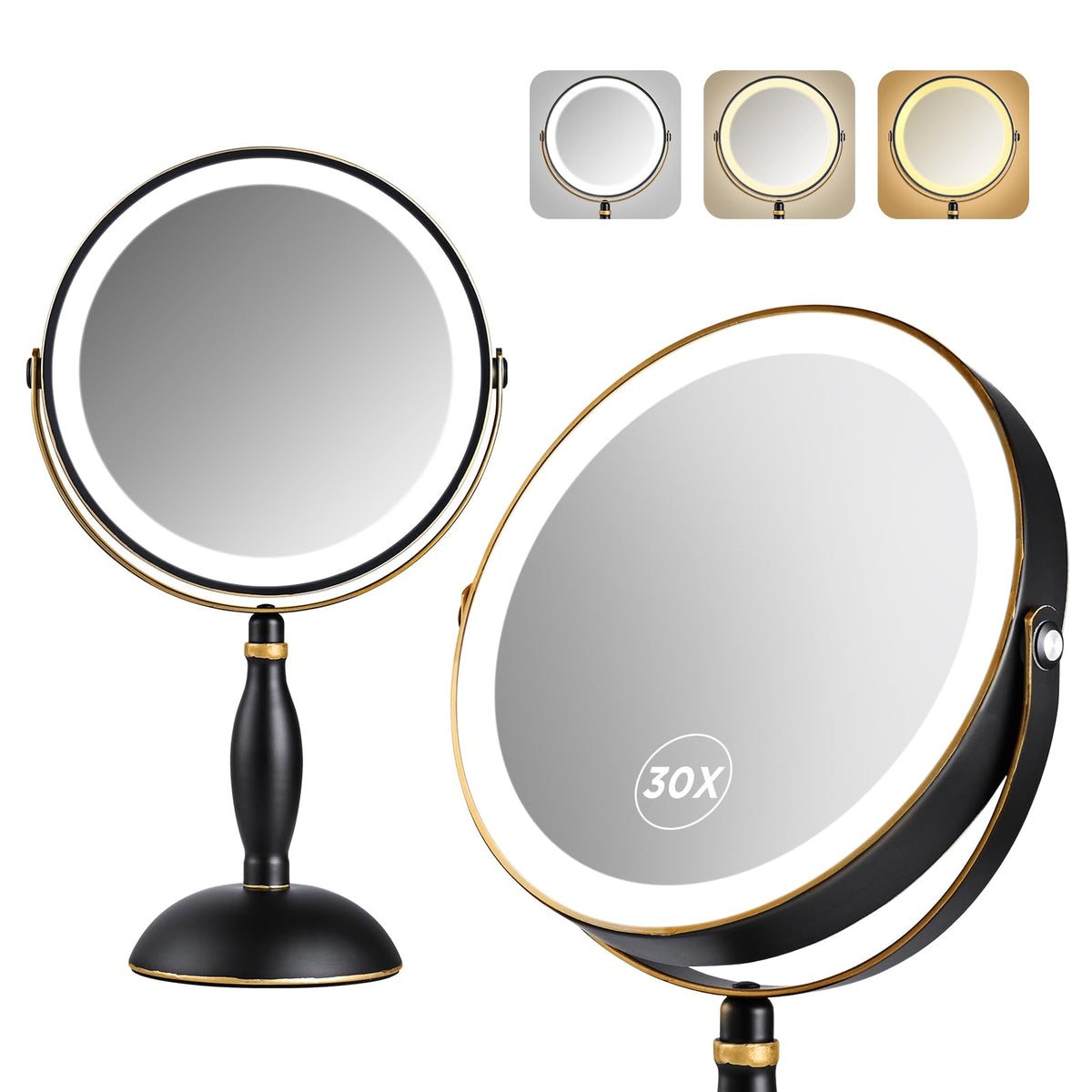 DASLAVA 30X magnifying mirror front view for precise makeup tasks.