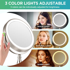 DASLAVA brushed nickel mirror with 360-degree rotation