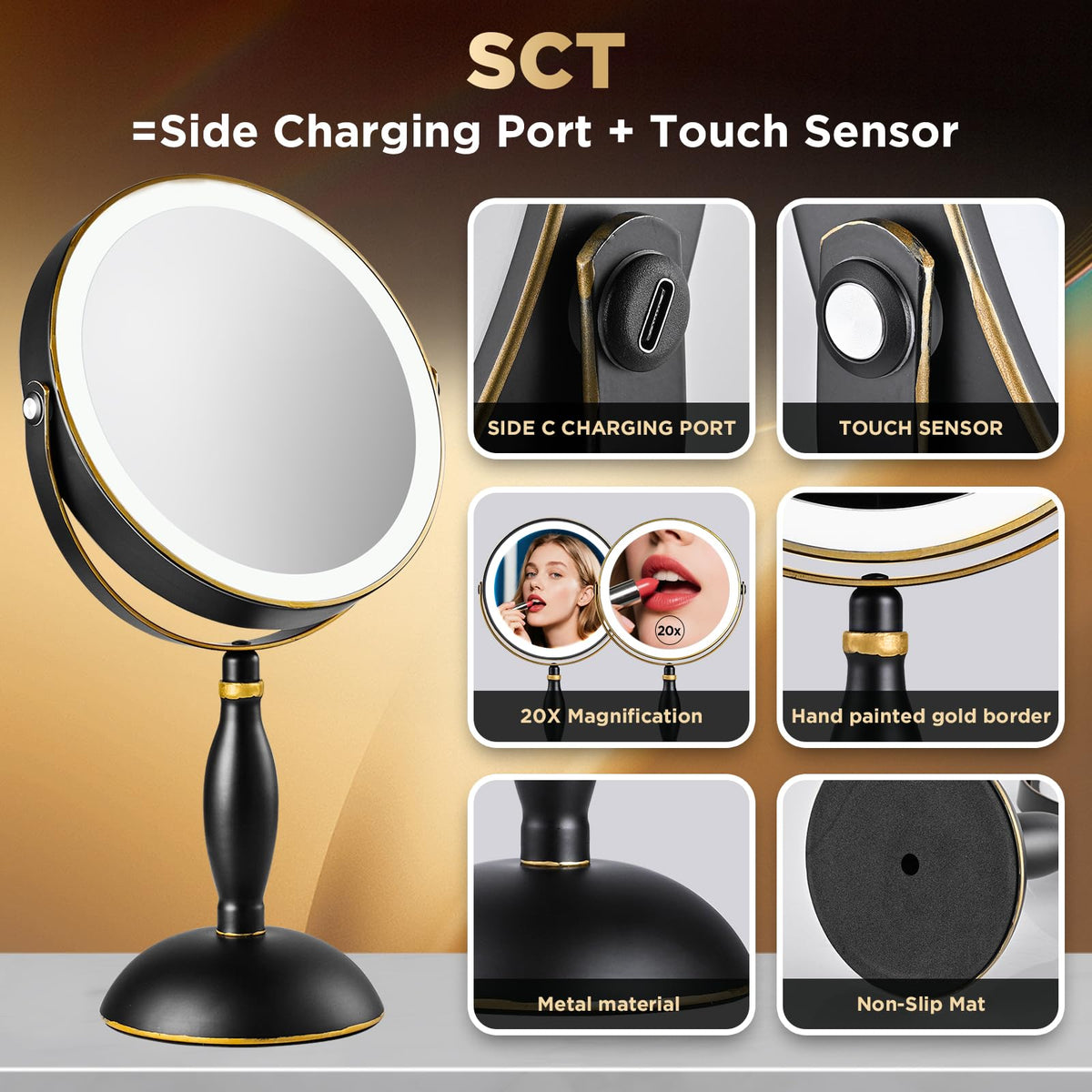 DASLAVA matte black gold trim detail highlights modern vanity aesthetics