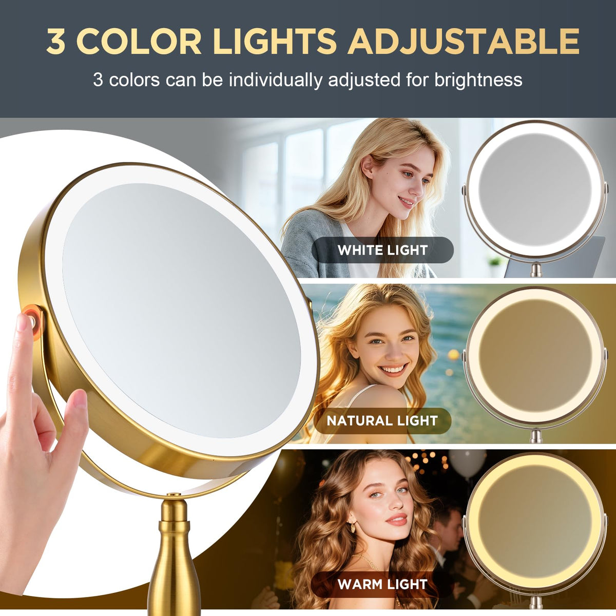 DASLAVA rechargeable mirror powered by a long-lasting battery for wireless use.
