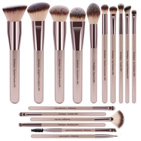 Daubigny 16pcs premium brush set in champagne gold for seamless makeup application