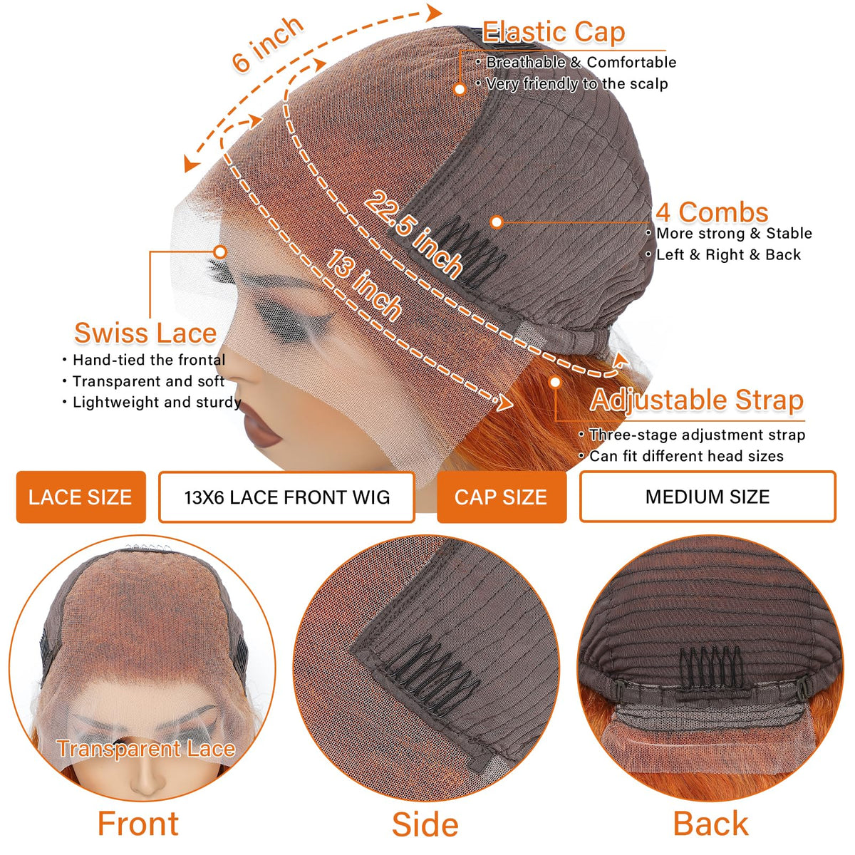 Daules ginger body wave wig offers soft texture and easy styling.
