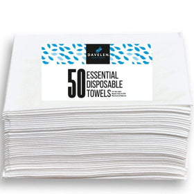 DAVELEN disposable hair towel white pack shot shows convenience and size.
