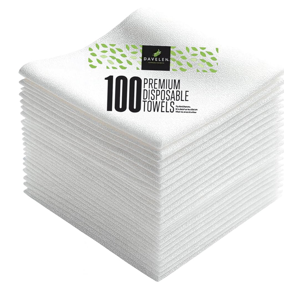 DAVELEN disposable large luxury towels pack, 100-count box for spa use.