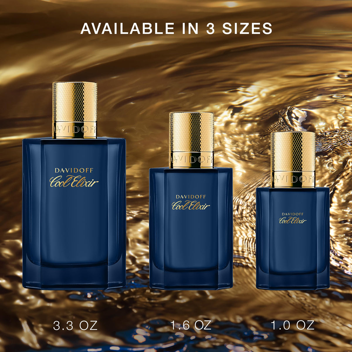 Davidoff Cool Elixir packaging with deep blue bottle evokes oceanic elegance.