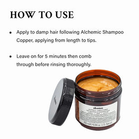 Davines Alchemic Copper conditioner label close-up indicating shade-boosting properties