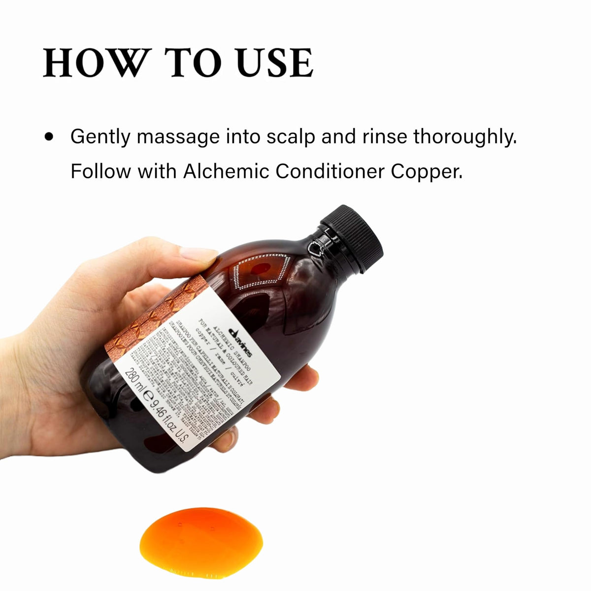 Davines Alchemic Shampoo Copper color-depth shot suggests extended copper shine.