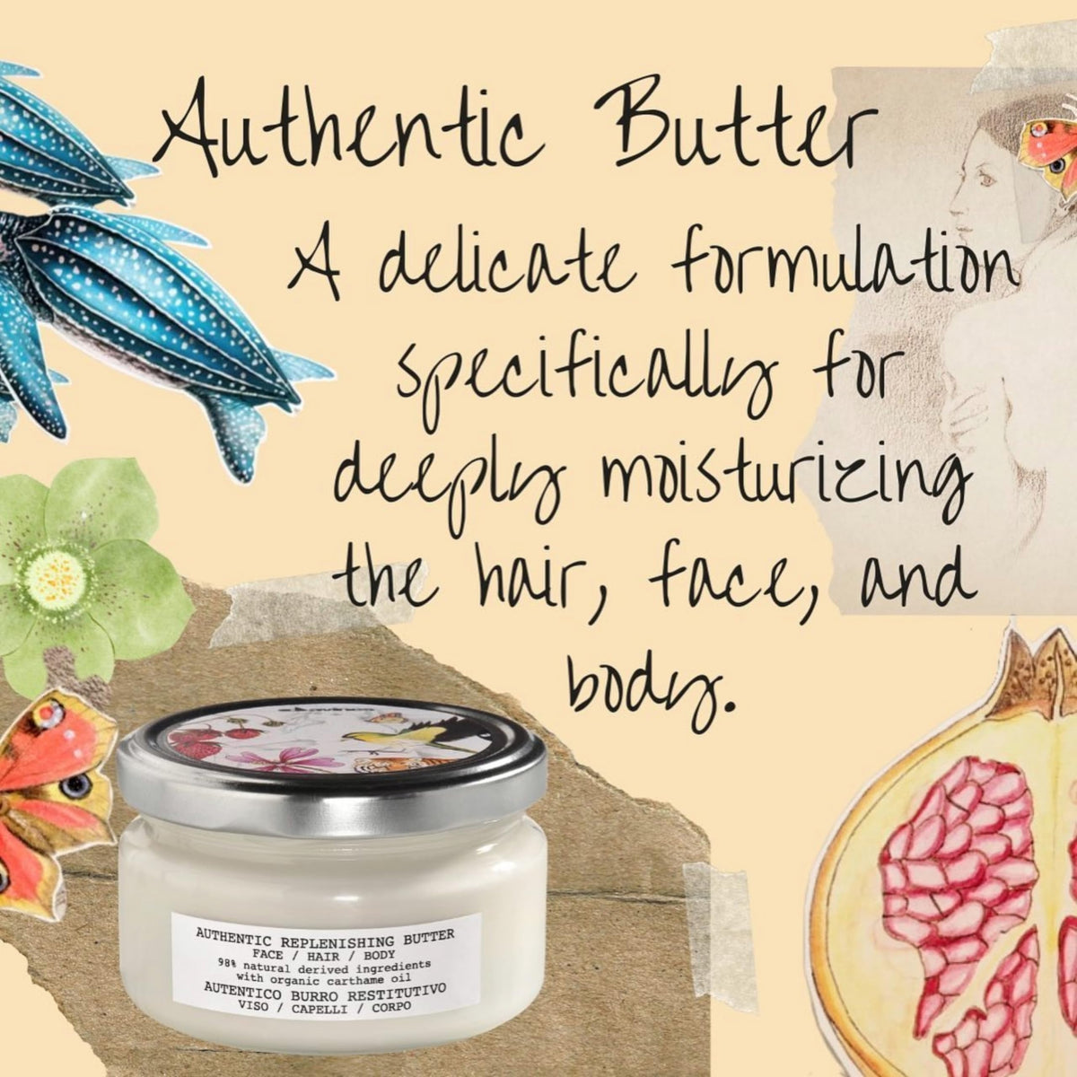 Davines Authentic Replenishing Butter face application for soothing dry skin