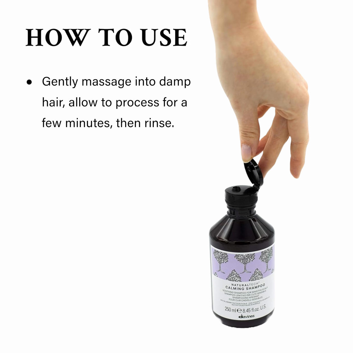Davines Calming Shampoo lather closeup with rich foam cleanse