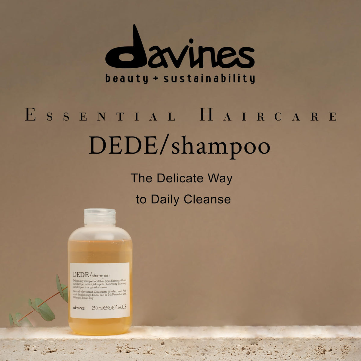 Davines DEDE travel-size bottle for on-the-go refreshing wash.