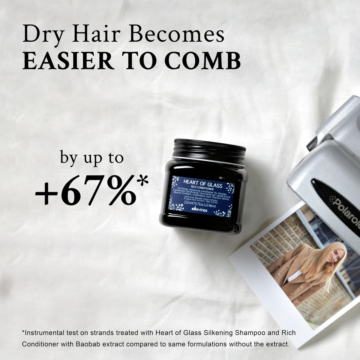 Davines Heart of Glass applied to blonde hair for brightness