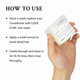 Davines Love Curl Mask with pump enables easy damp-hair application