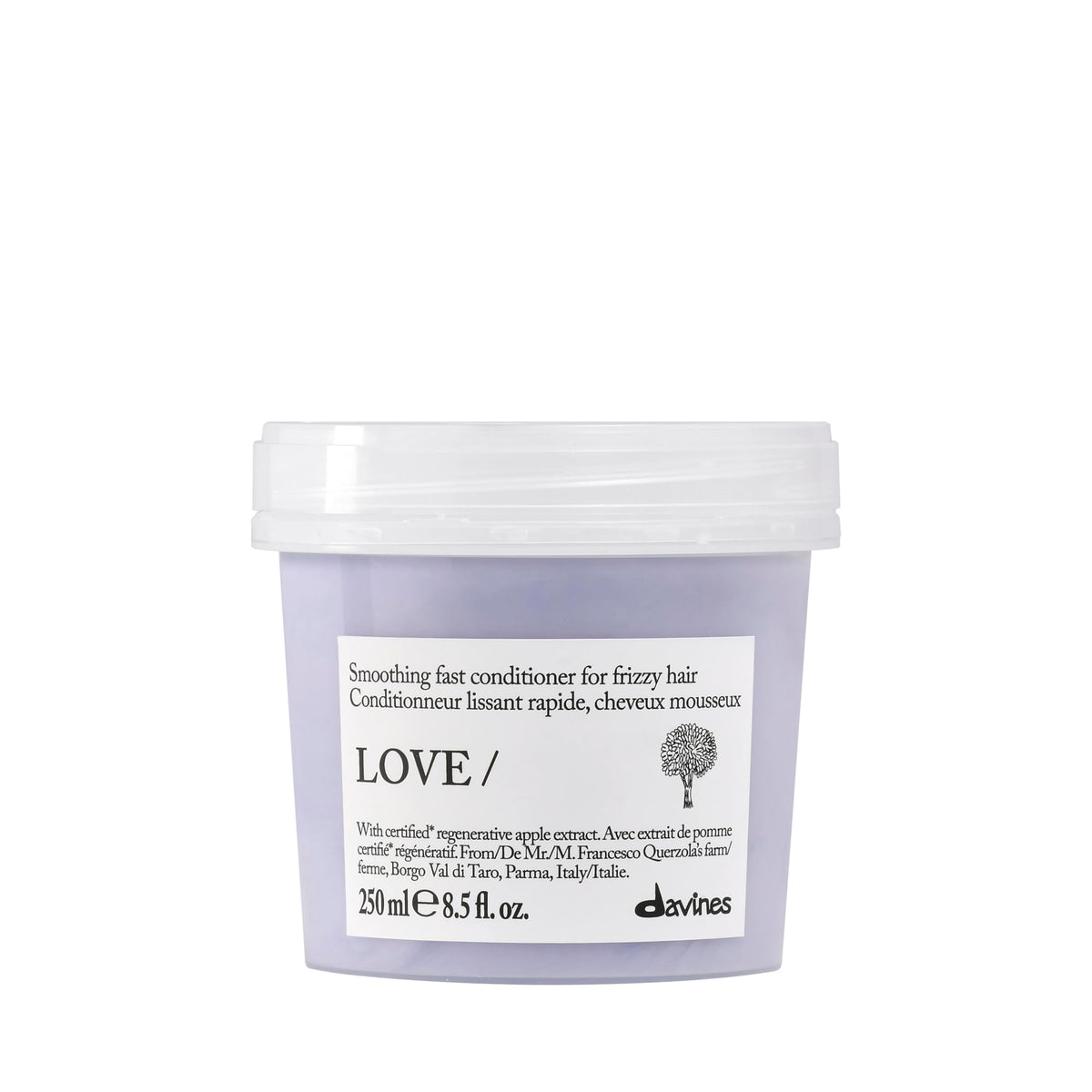 Davines Love Smoothing Conditioner bottle front view showing frizz control and hydration