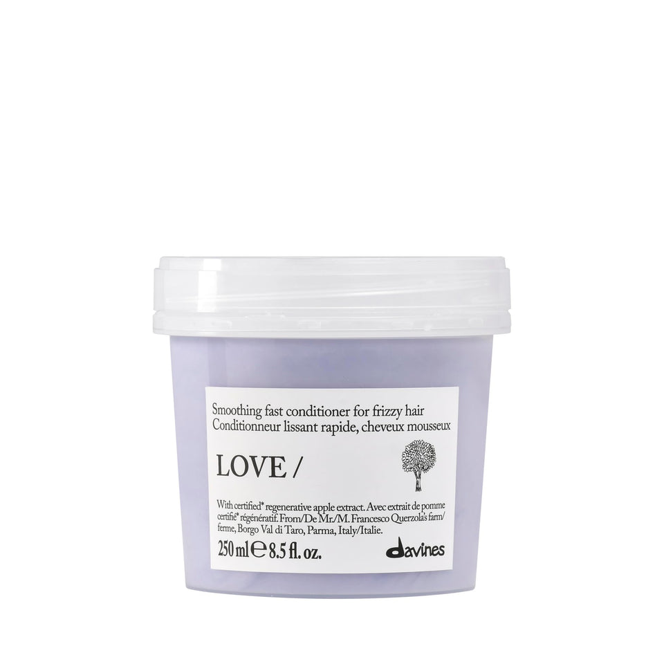Davines Love Smoothing Conditioner bottle front view showing frizz control and hydration
