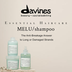 Davines MELU shampoo foamy lather for gentle cleansing on long hair