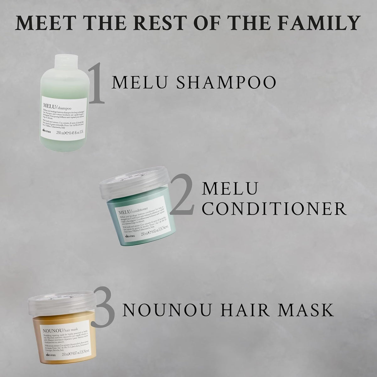 Shiny hair texture after MELU shampoo application