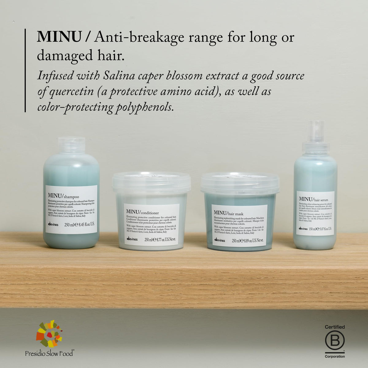 Davines MINU mask after rinse reveals silky, manageable strands.