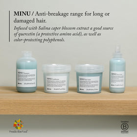 Davines MINU mask after rinse reveals silky, manageable strands.