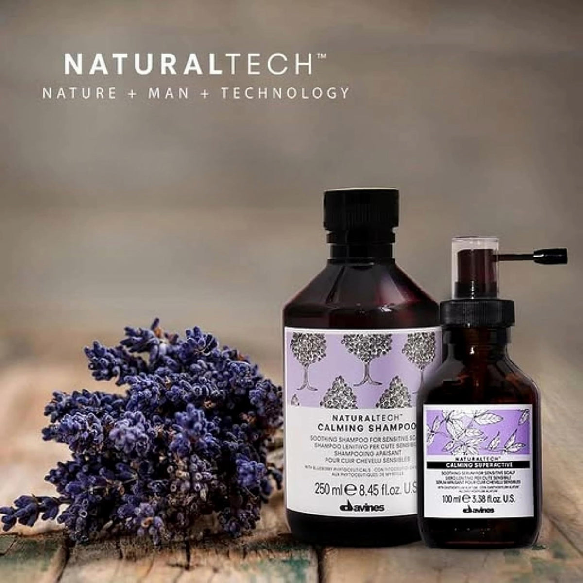 Davines Naturaltech Calming Shampoo bottle pour showing easy application
