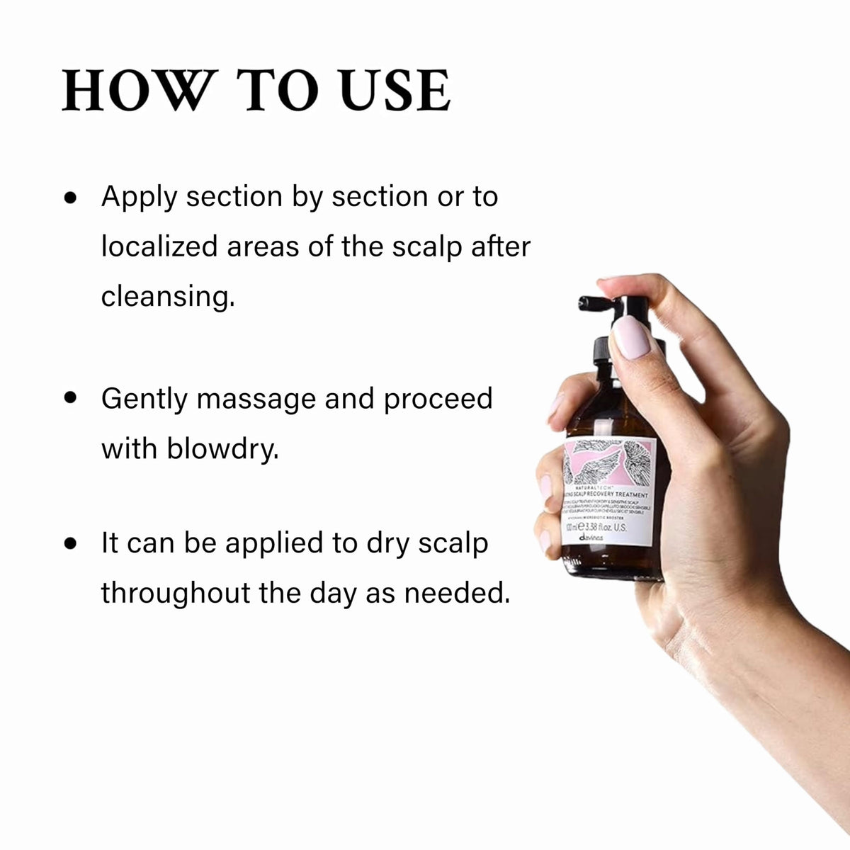 Davines Naturaltech Elevating Scalp Recovery ingredients label indicating anti-inflammatory actives