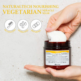 Davines Naturaltech Nourishing Mask ingredients close-up highlight vegetal keratin.