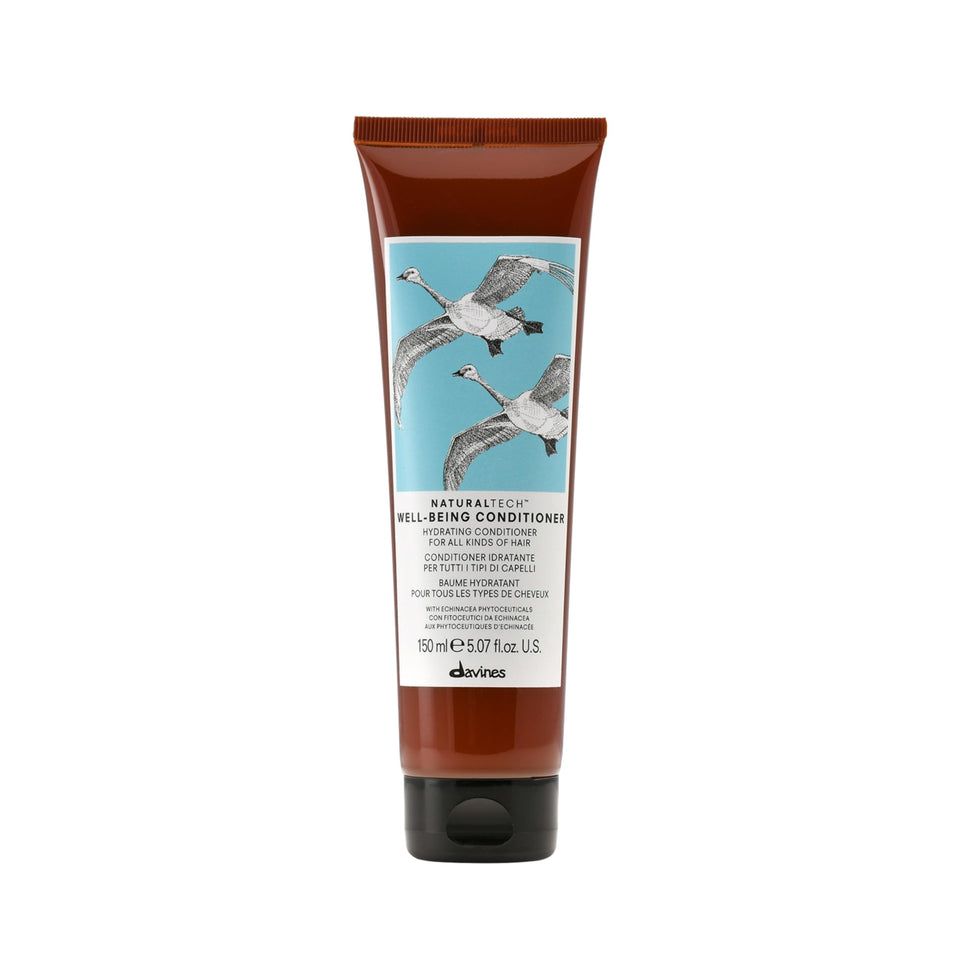 Davines Naturaltech Wellbeing Conditioner bottle for daily hydration and detangling.