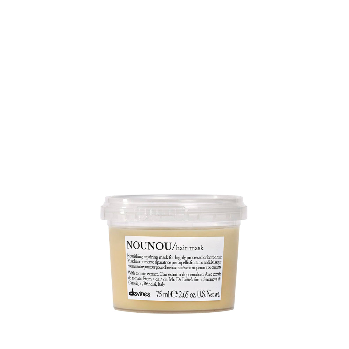 Davines NOUNOU hair mask bottle ready for deep hydration and repair.