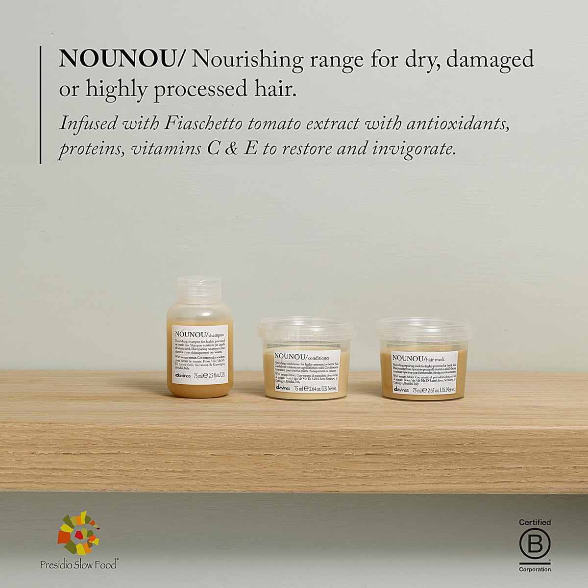 Travel-size NOUNOU bottle ideal for on-the-go conditioning.