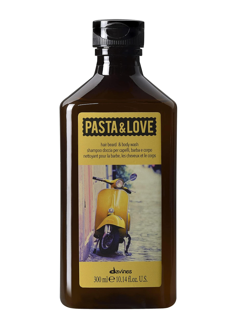 Davines Pasta & Love bottle on bathroom counter for daily 3-in-1 cleanse