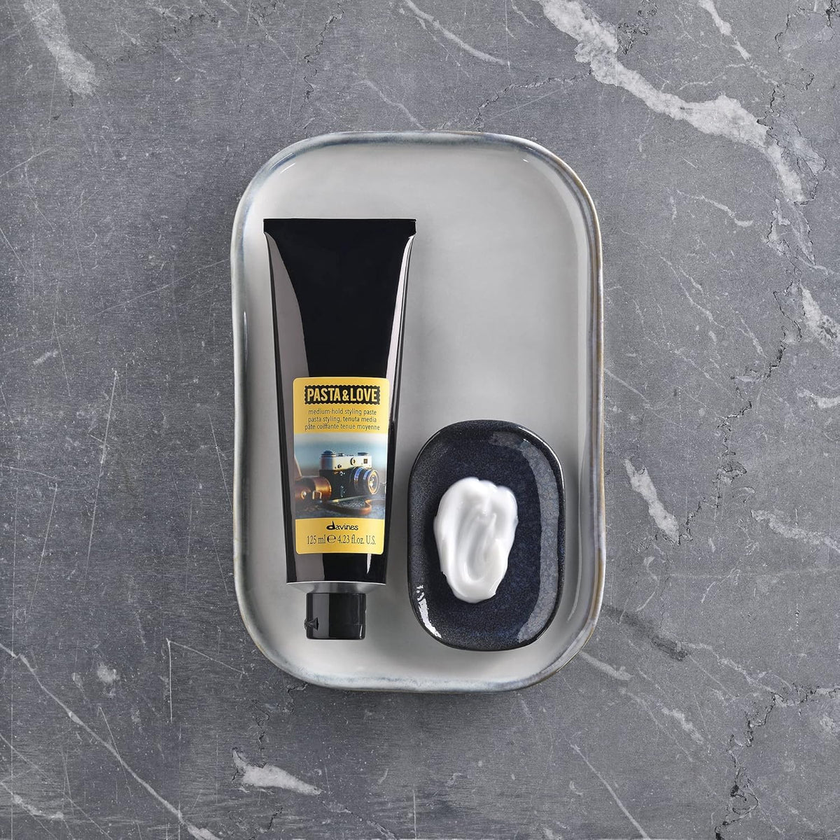 Davines Pasta and Love application scene illustrating flexible hold.