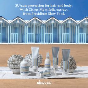 In-hand application of Davines SU for post-sun care