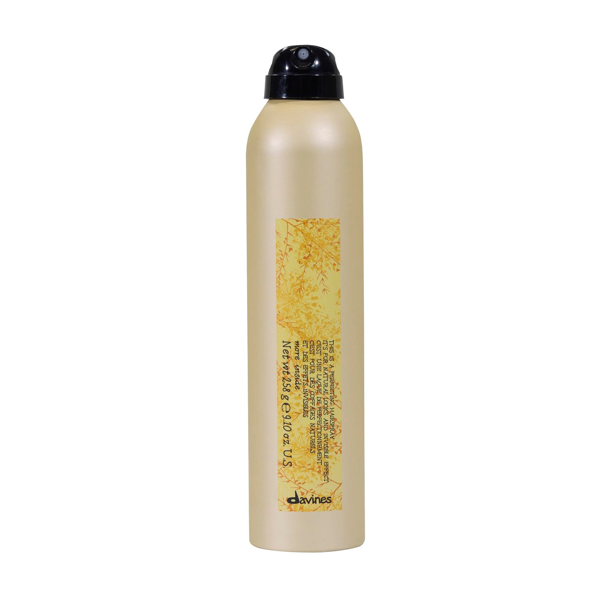 Davines This Is A Perfecting Hairspray bottle shot showing strong hold on styled hair