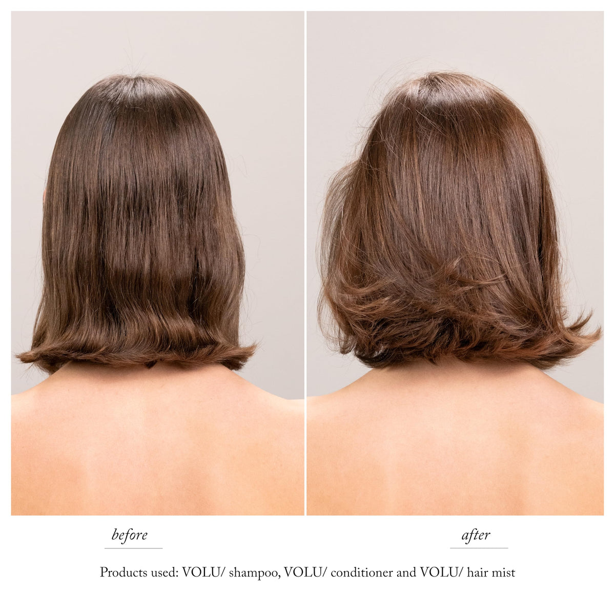 Davines VOLU/Conditioner bottle pour showing easy application.