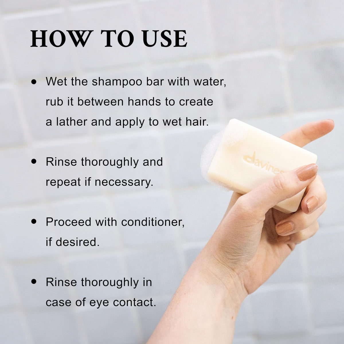 Davines VOLU Shampoo Bar creamy foam delivers light volume.
