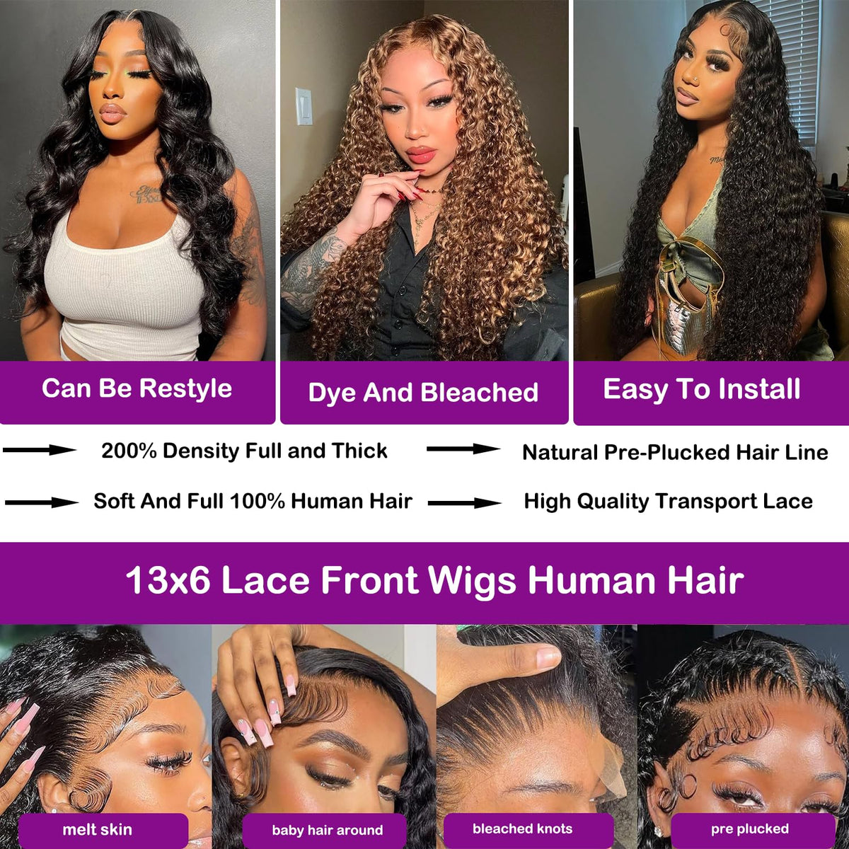 DaXunDi pre-plucked baby-hair wig for a seamless natural look
