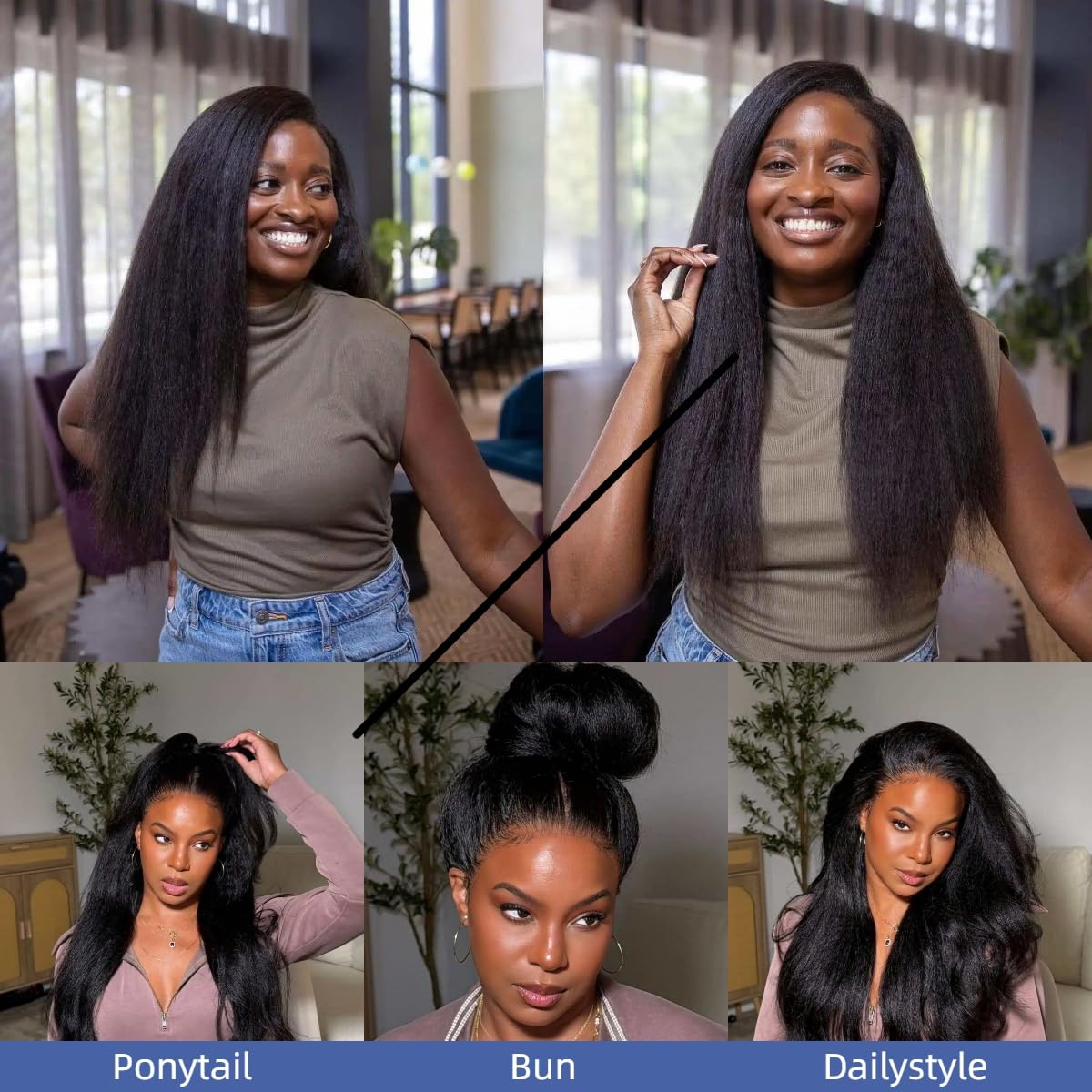 DaXunDi V Part Wig drawstring half wig option for quick wear